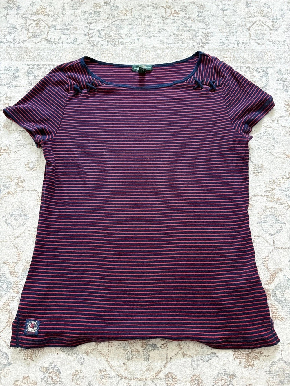 Lauren Ralph Lauren Jeans Co. Striped Short Sleeve Top in Blue & Red